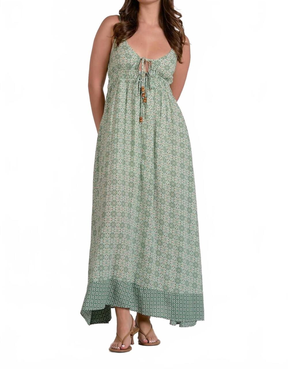 NEW ELAN spaghetti strap tie front maxi dress in sage green
